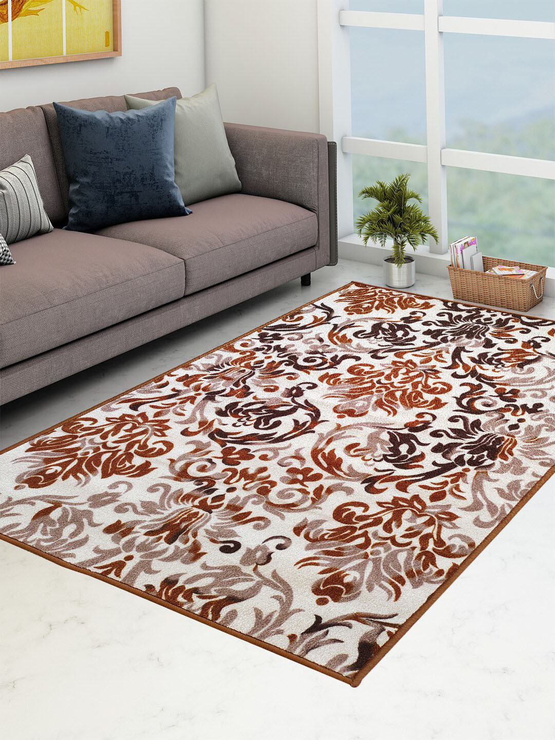 Athom Trendz Multicoloured Ethnic Motifs Printed Anti-Skid Carpet