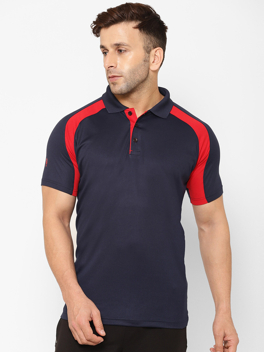 EPPE Men Navy Blue Solid Polo Collar T-shirt