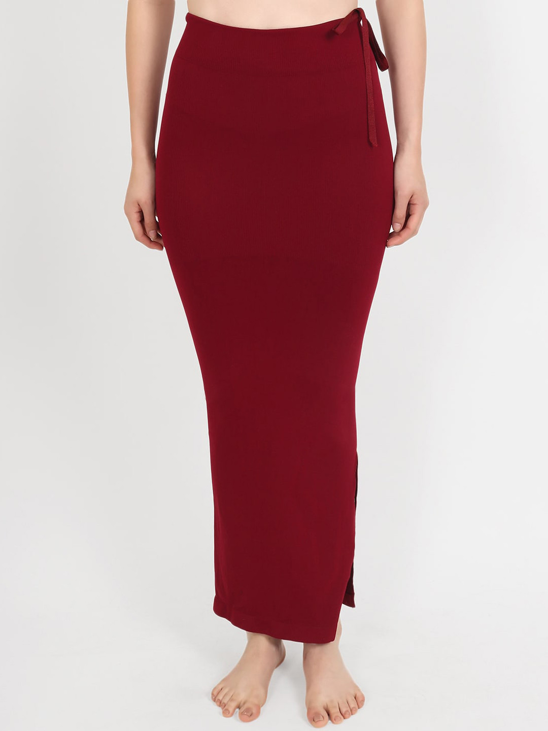 Beau Design Women Maroon Solid Saree Shapewear