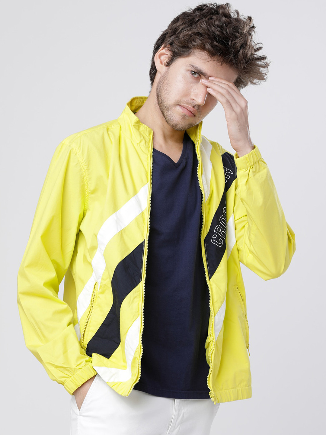 LOCOMOTIVE Men Lime Green Colourblocked Bomber