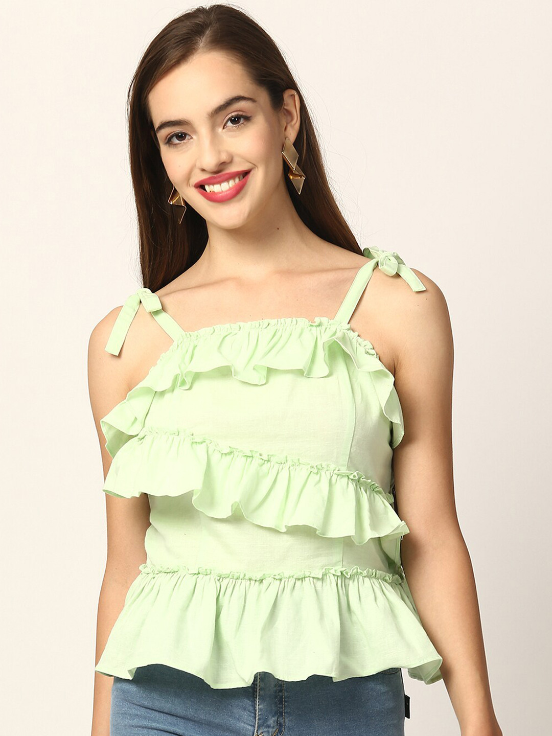 ELLE Green Peplum Top