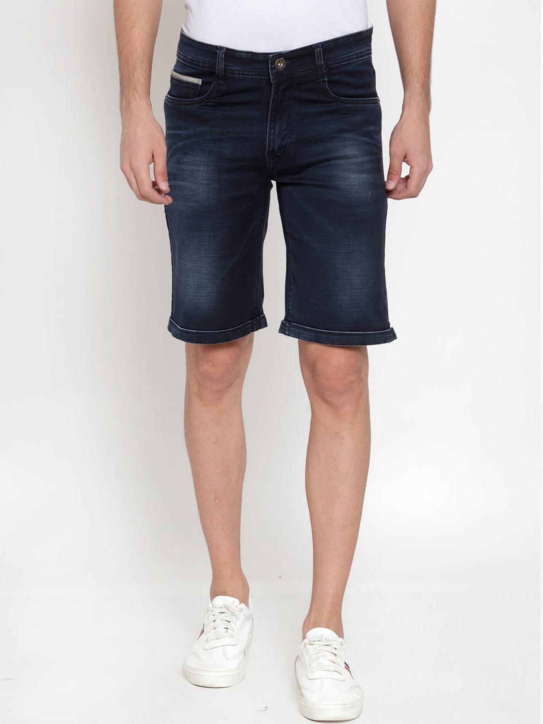 Rodamo Men Blue Washed Slim Fit Denim Shorts