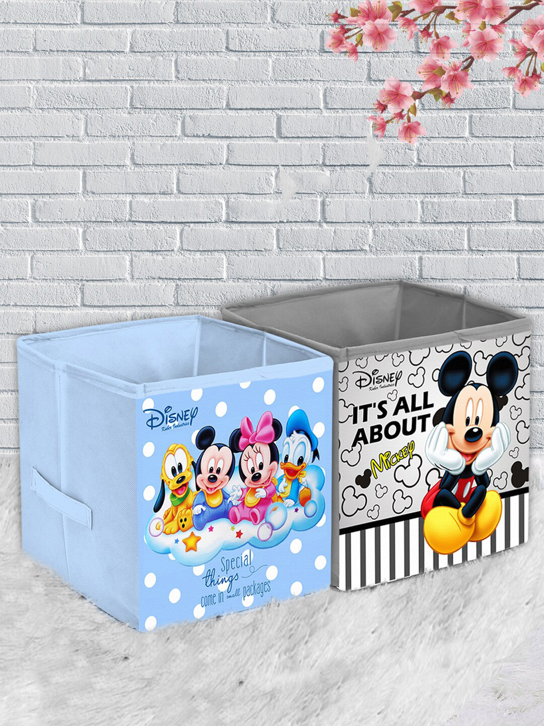 Kuber Industries set Of 2 Disney Print Extra Large Foldable Storage Cube With Handle