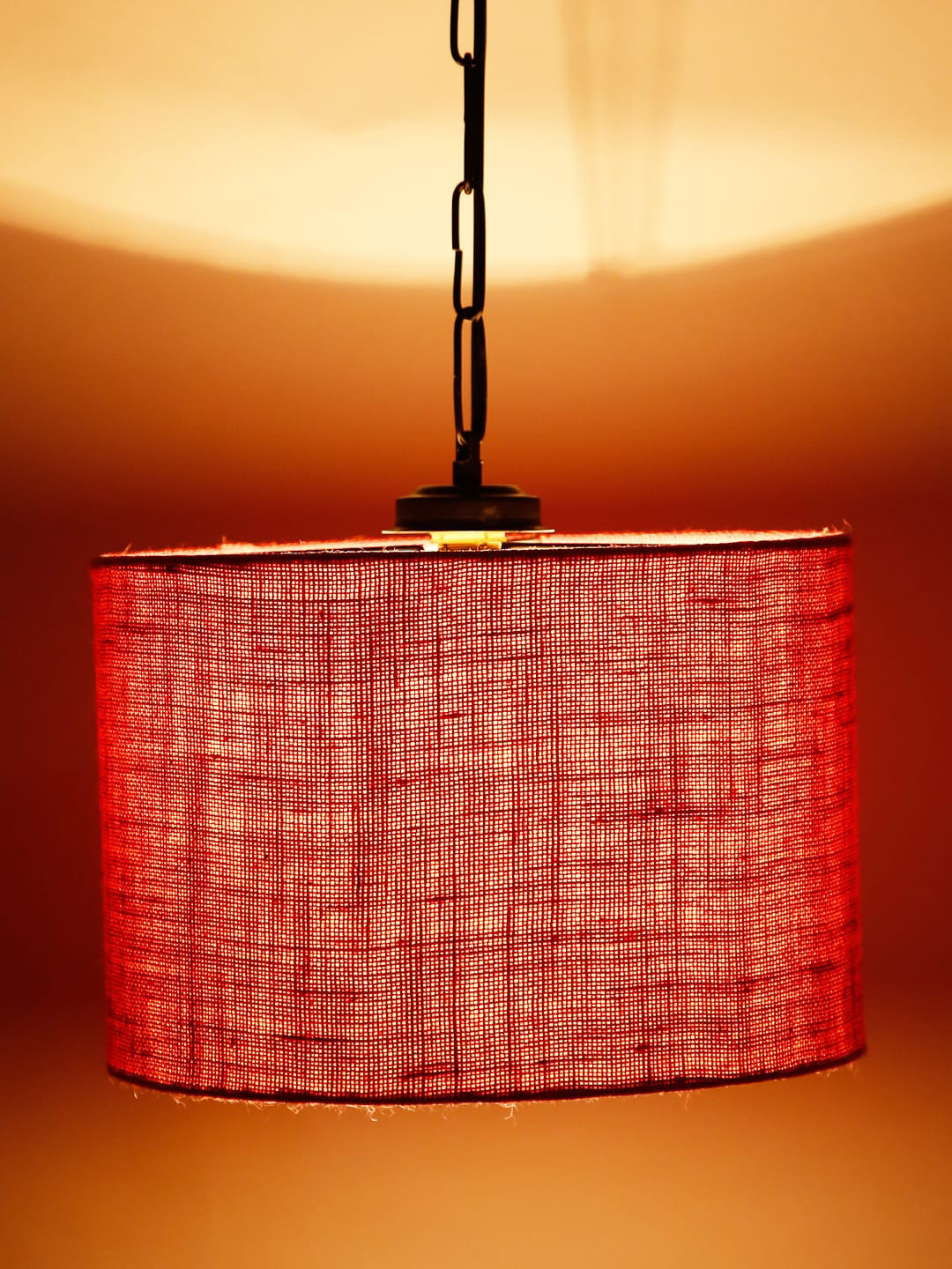 Devansh Pink & Black Solid Jute Hanging Light