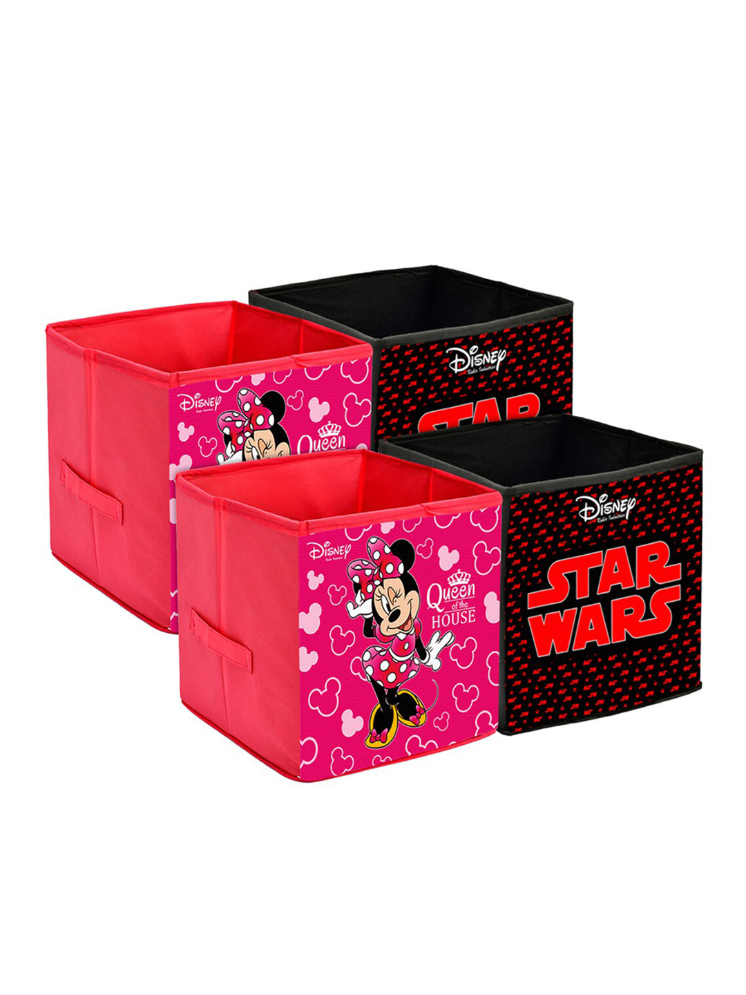Kuber Industries Set Of 4 Disney Print Extra Large Foldable Storage Cube With Handle