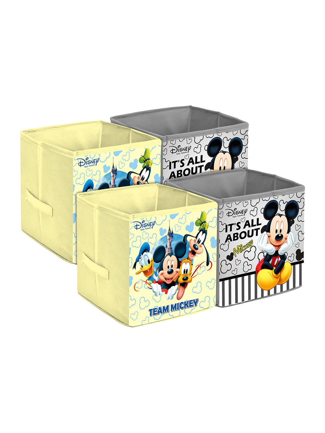 Kuber Industries Set Of 4 Disney Print Extra Large Foldable Organiser Cubes With Handle