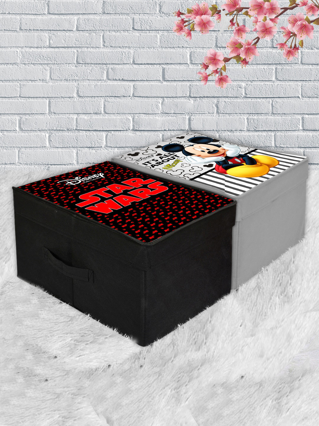 Kuber Industries Set of 2 Printed Foldable Storage Organizer Box with With Lid