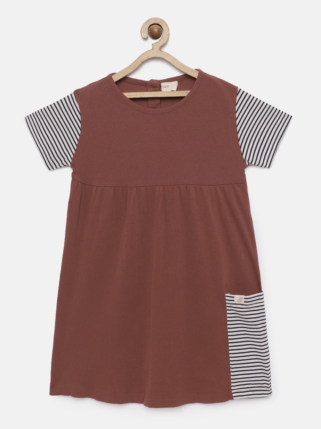SOFIE & SAM Girls Brown Solid Fit and Flare Dress