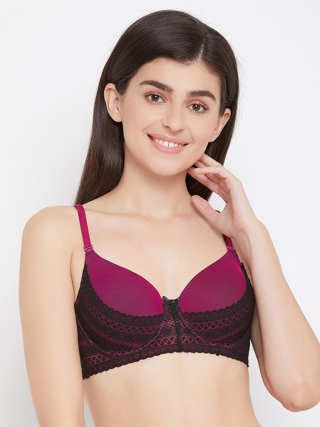 Clovia Purple & Black Solid Underwired Lightly Padded Everyday Bra BR2168P1536E