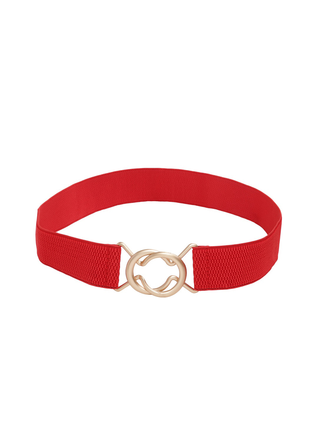 CRUSSET Women Red & Rose Gold Textured Wide Belt