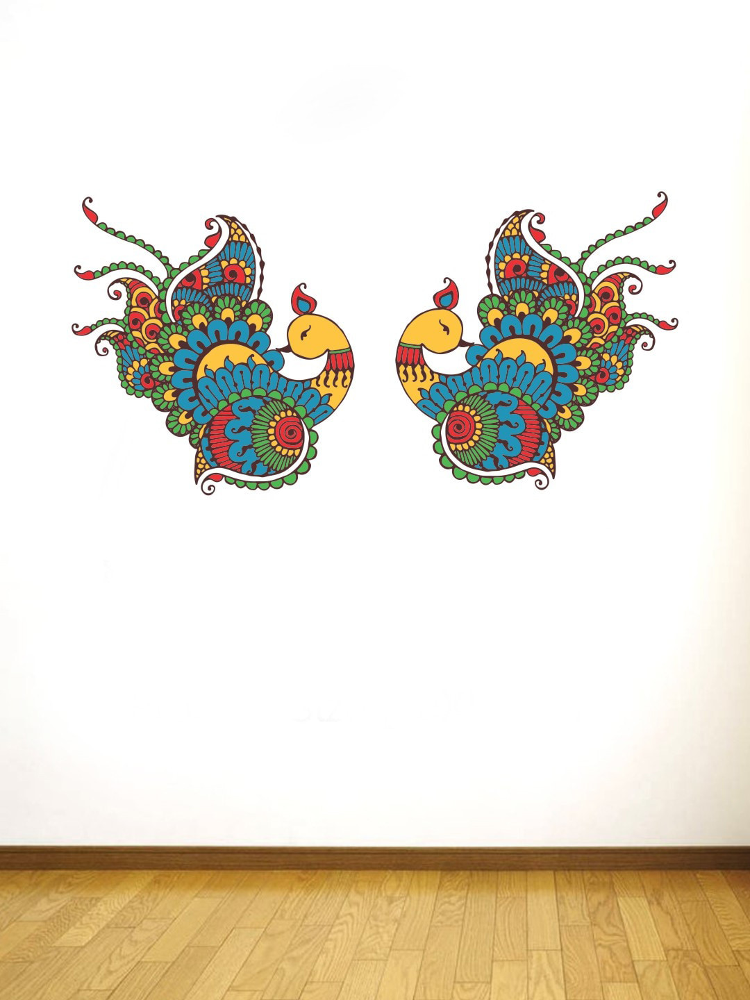 rawpockets Blue & Yellow Peacock Decorative Wall Sticker