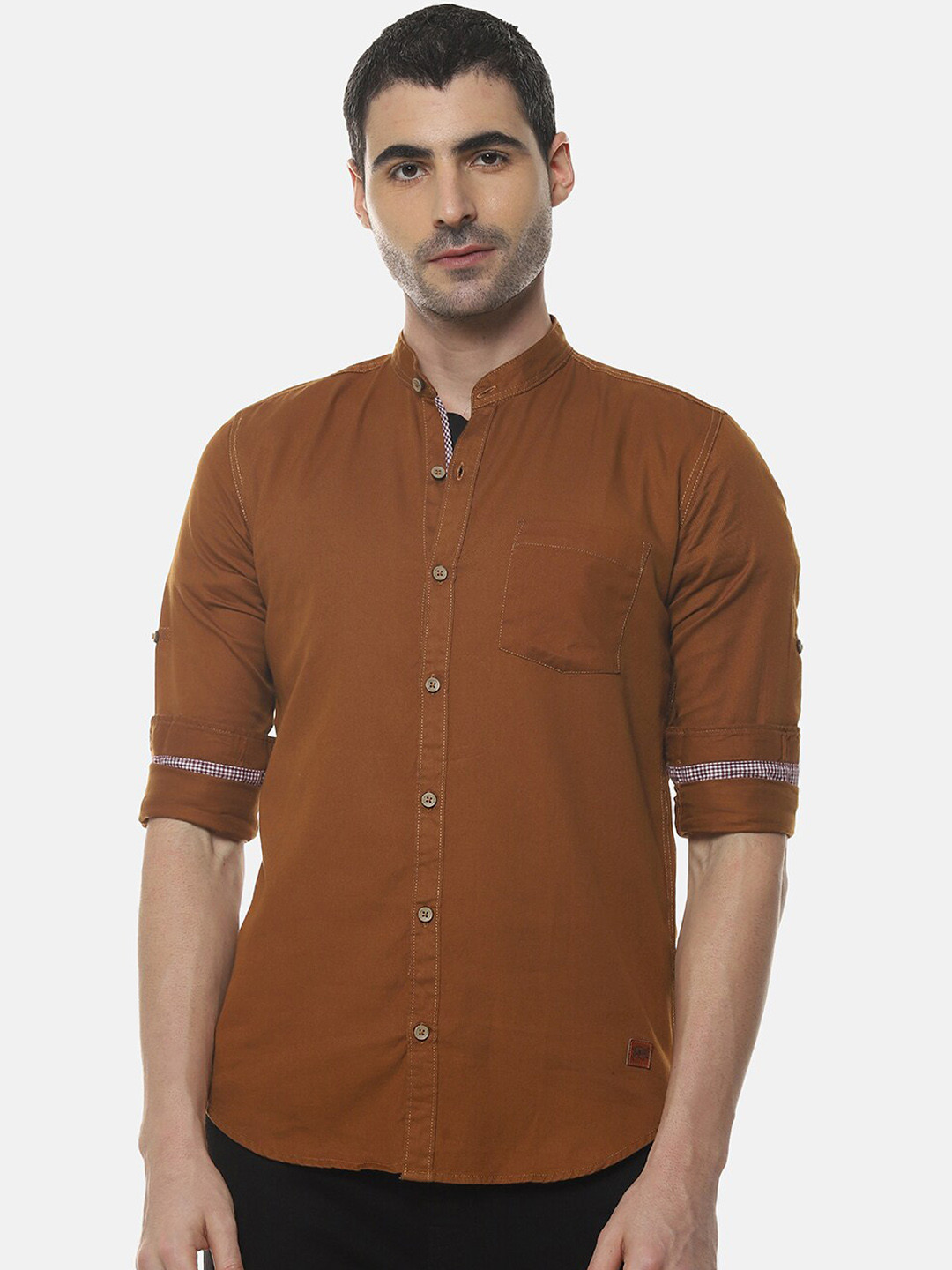 Campus Sutra Men Brown Regular Fit Solid Casual Shirt