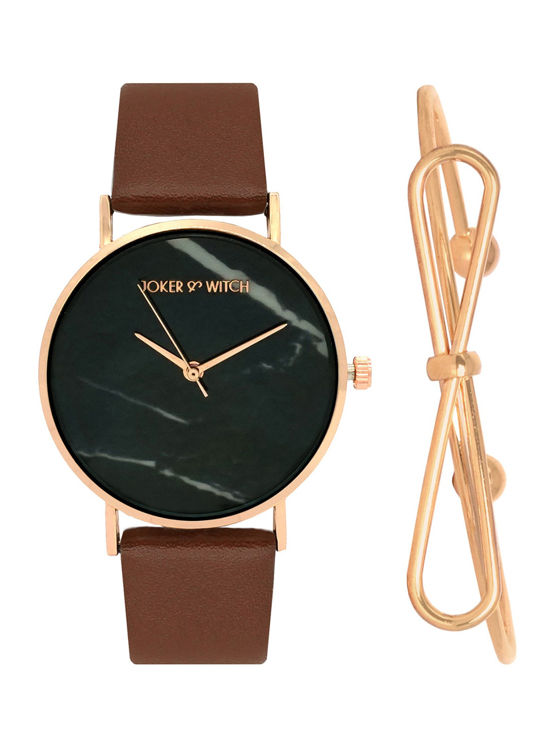 JOKER & WITCH Women Black Sugar Watch & Bracelet Gift Set JWBS340