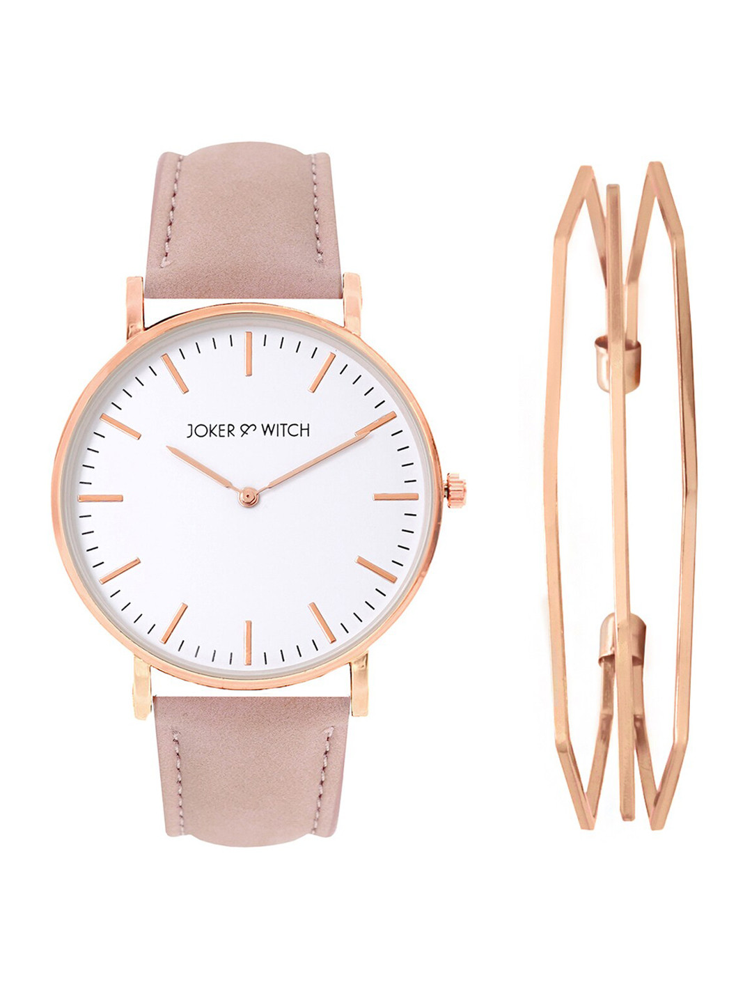 JOKER & WITCH Women Pink & Rose Gold-Toned Cotton Candy Watch & Bracelet Gift Set JWBS355