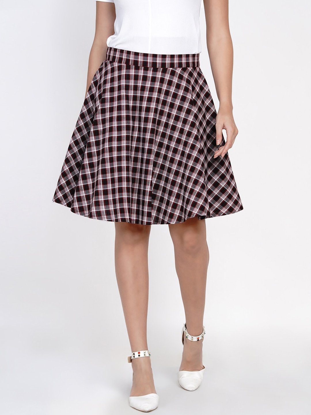 Checked A-line Skirt