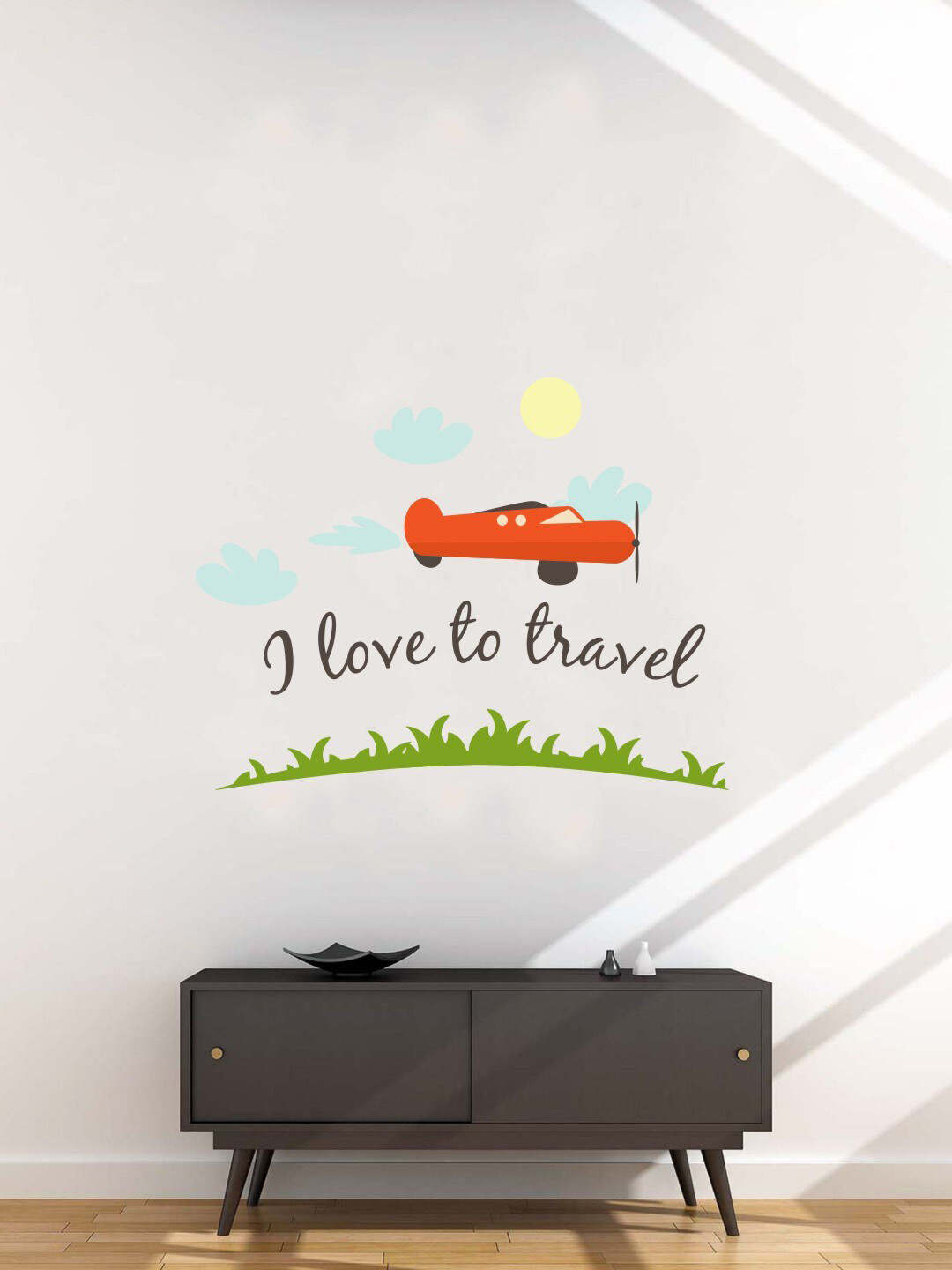 rawpockets Red & Blue I Love To Travel PVC Vinyl Wall Sticker