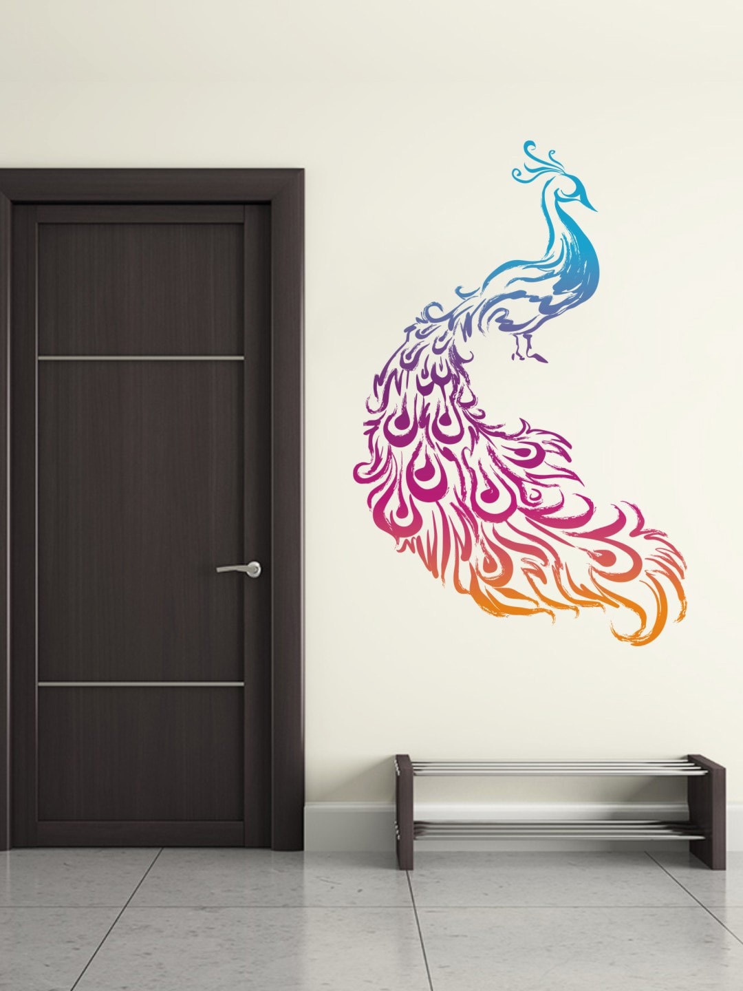 rawpockets Purple & Blue Peacock Wall Sticker