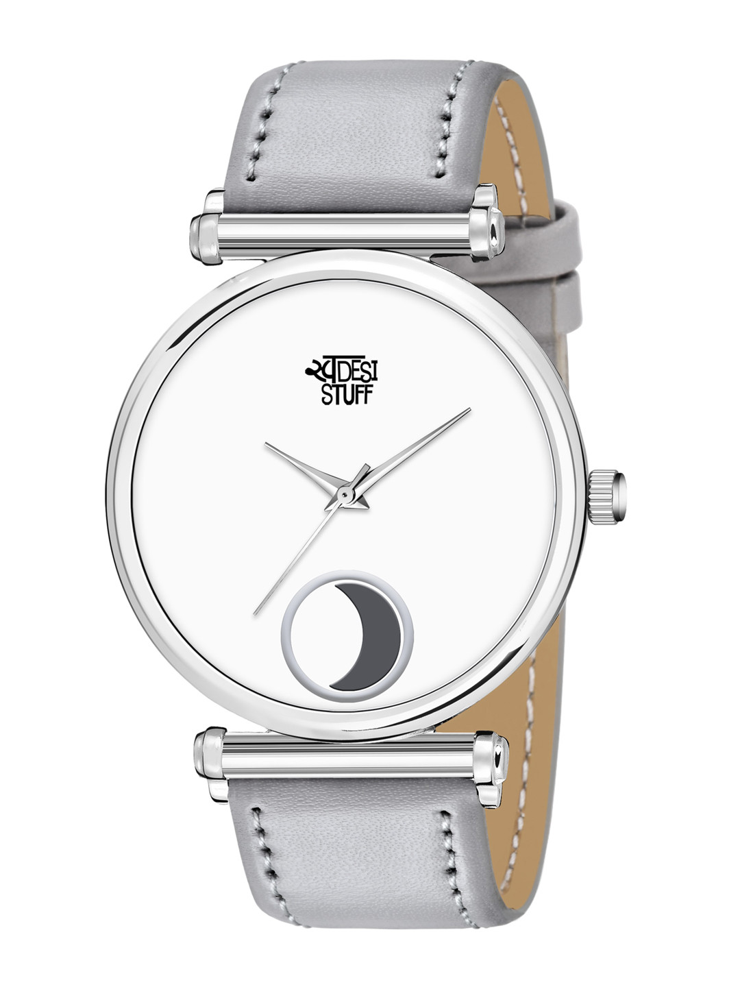 SWADESI STUFF Unisex Kids Grey & White Leather Analogue Watch SDS 126 GREY WHITE