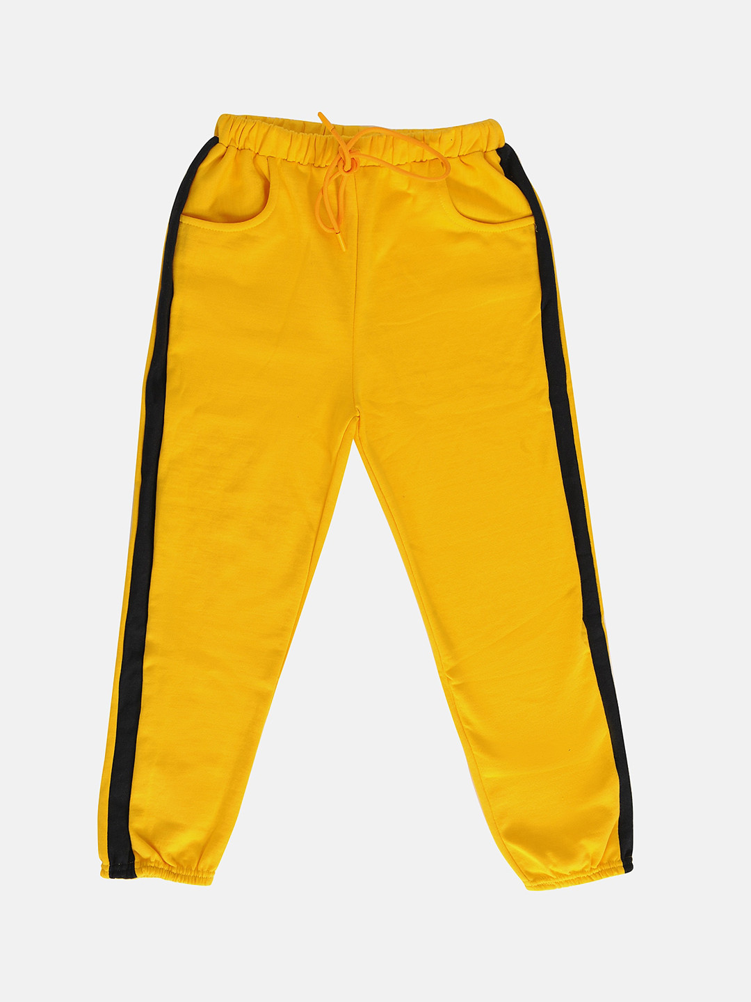 TINY HUG Boys Yellow Solid Slim-Fit Track Pants