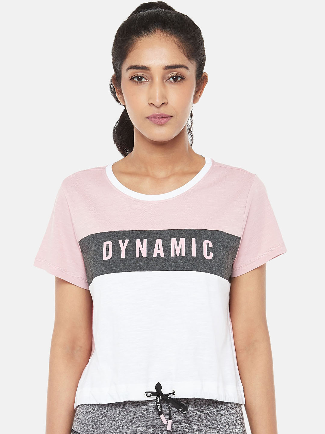 Ajile By Pantaloons Pink Printed Pure Cotton Regular Top