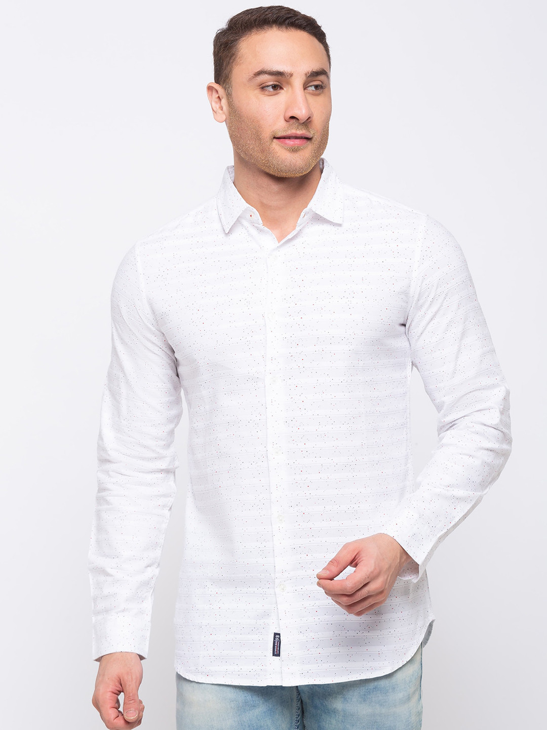 Status Quo Men White Slim Fit Solid Casual Shirt