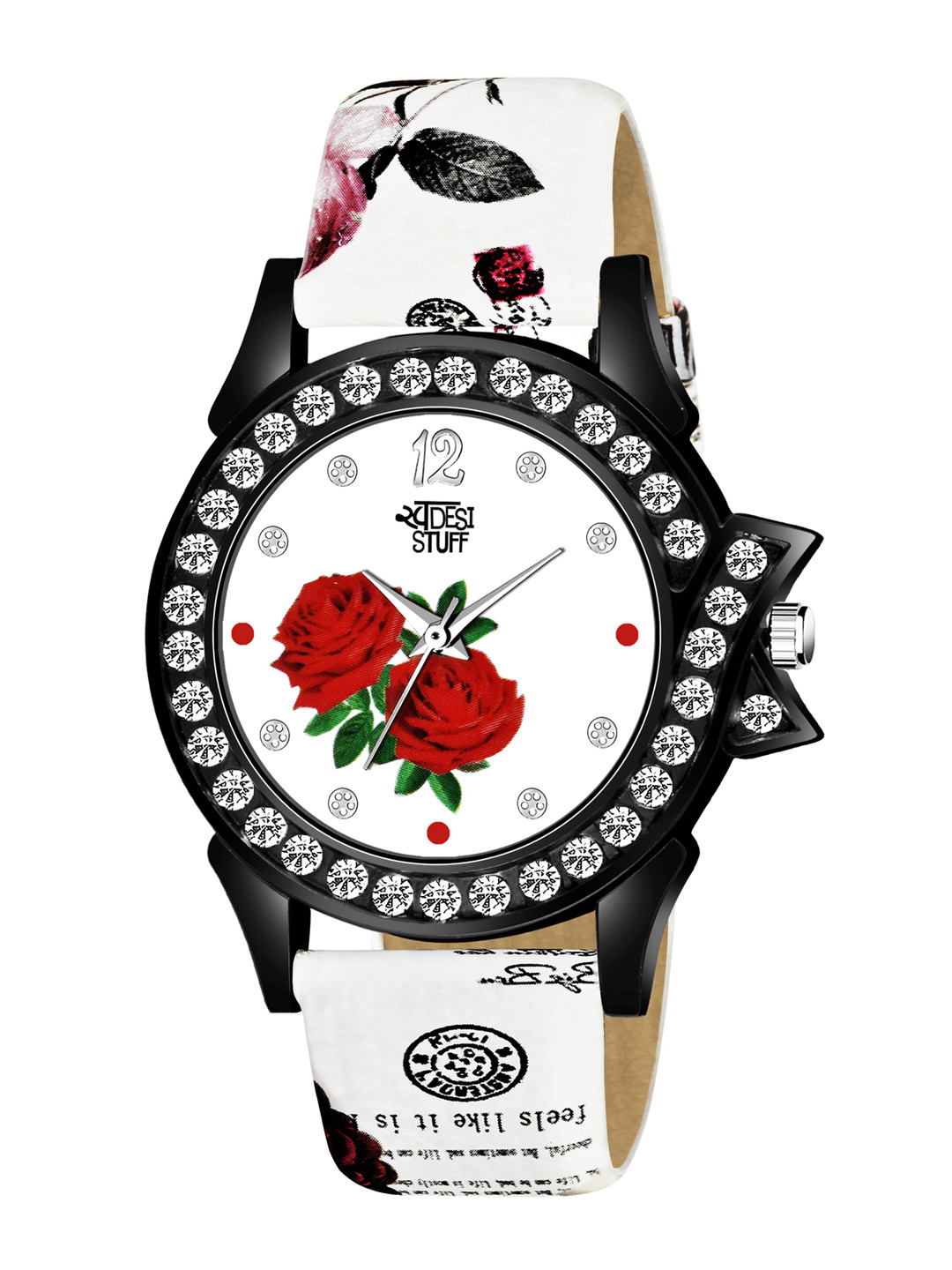 SWADESI STUFF Girls White & Black Leather Analogue Watch SDS 272