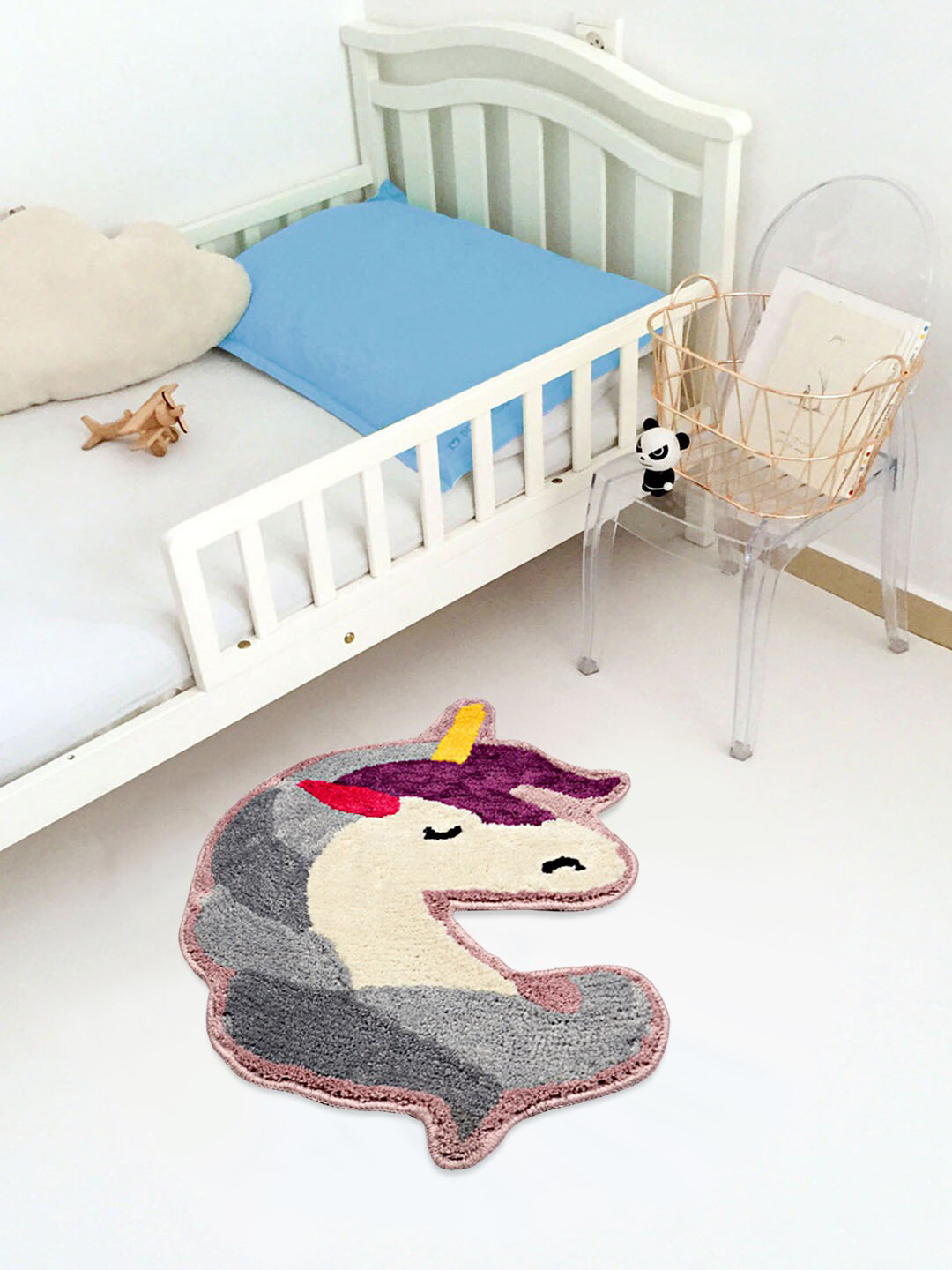 Saral Home Grey & Cream Unicorn Soft Microfiber Shape Mat