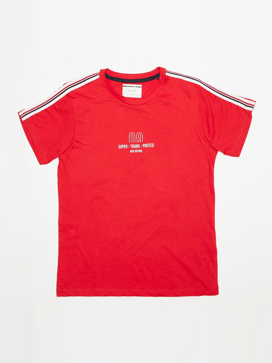 Octave Boys Red Solid Round Neck T-shirt