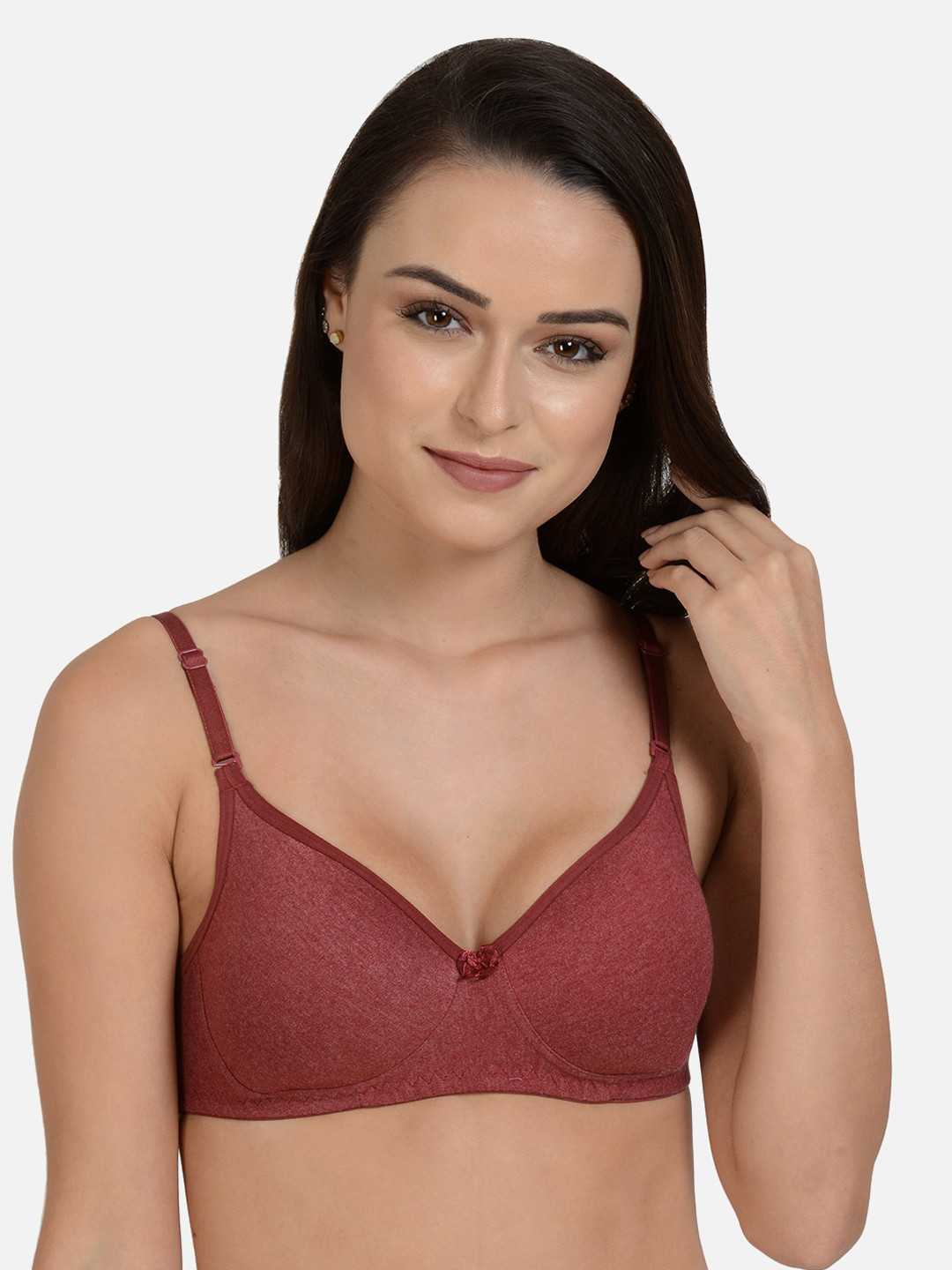mod & shy Maroon Solid Non-Wired Lightly Padded Everyday Bra MS189M