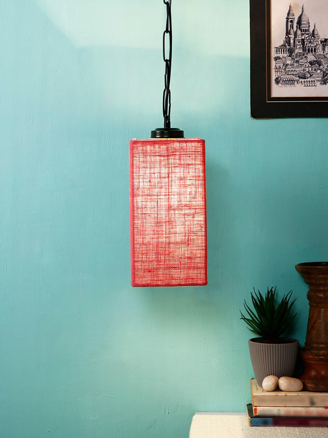 Devansh Pink & Black Solid Contemporary Hanging Light