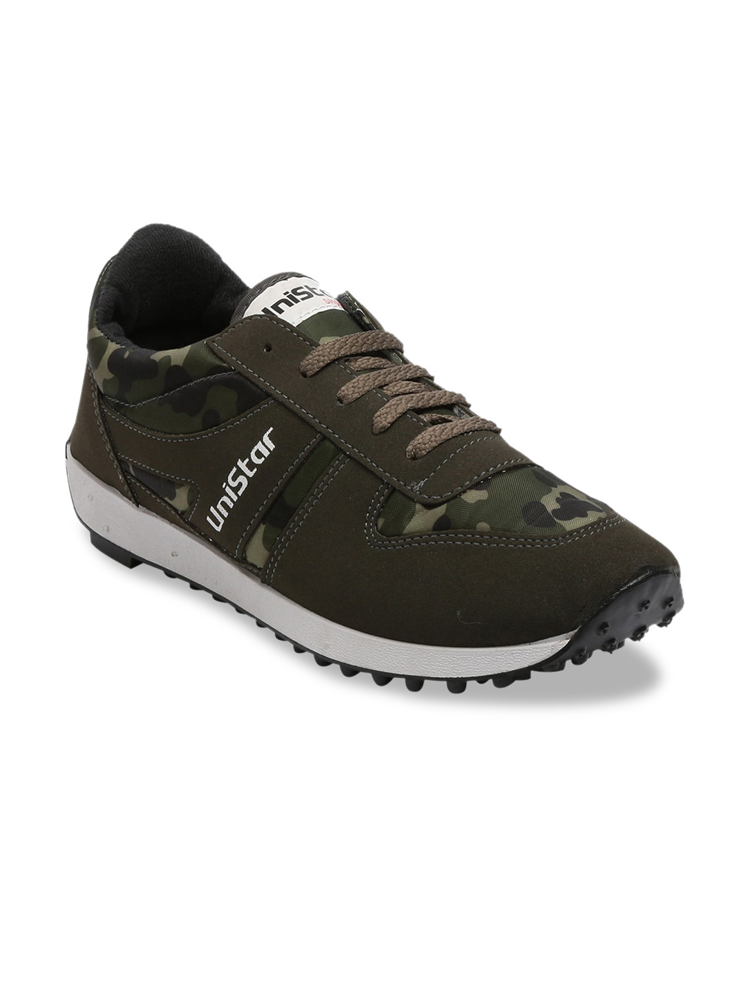 UNISTAR Men Green Synthetic Unistar Armyprint Running Shoes