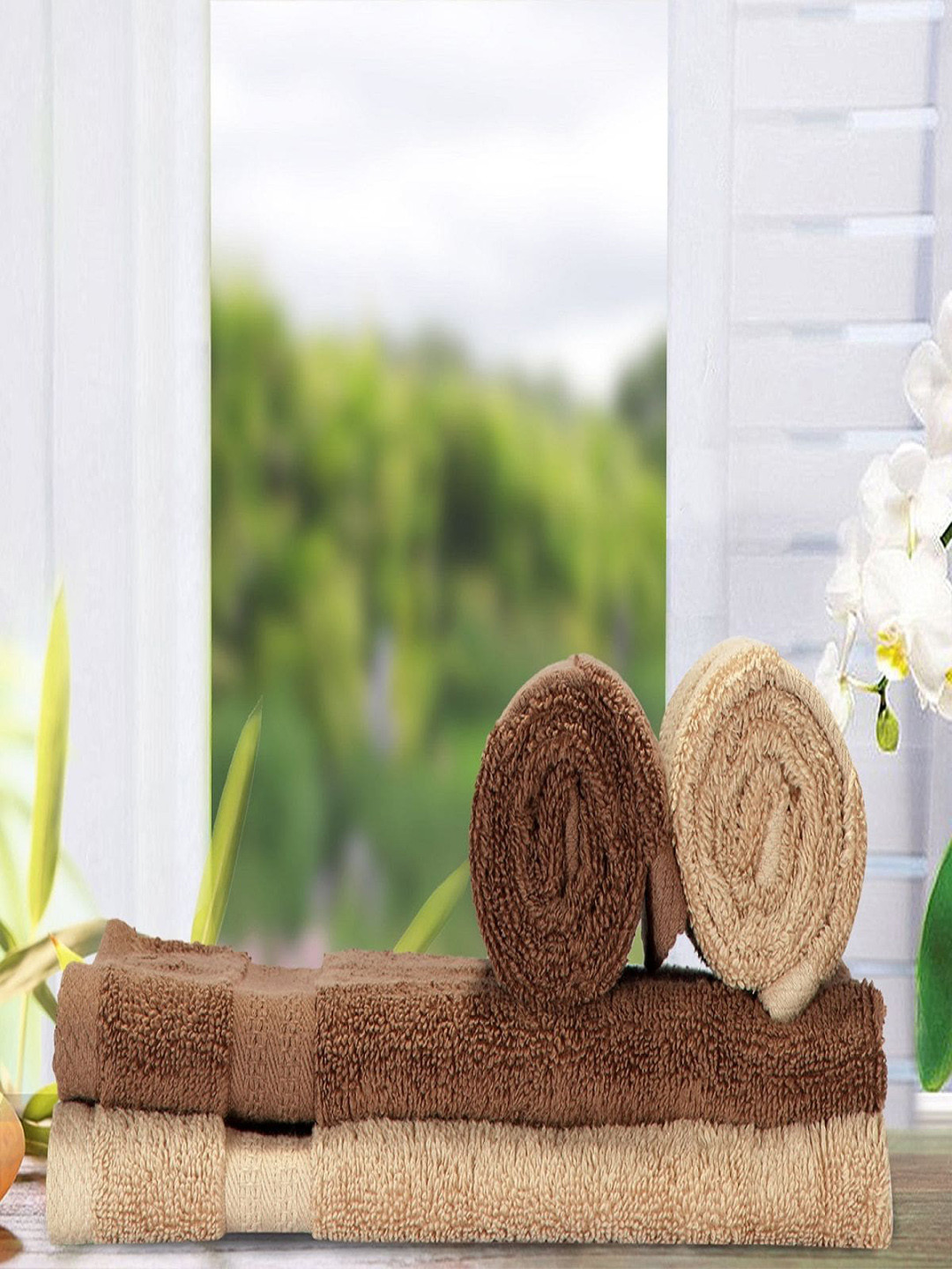 BIANCA Pack of 4 Brown 100% Cotton Hand Towel