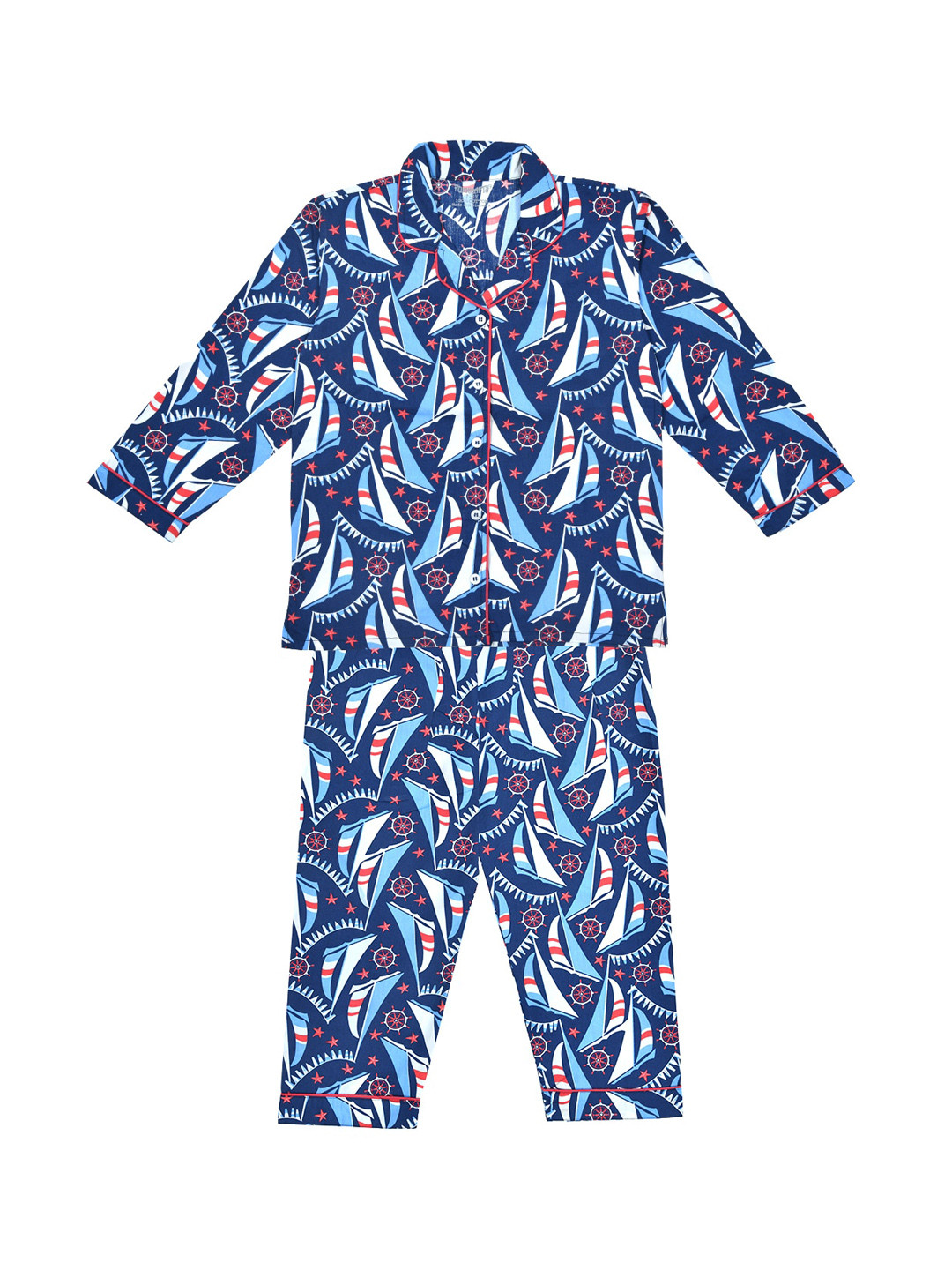 FUNKRAFTS Unisex Kids Navy Blue Printed Night suit