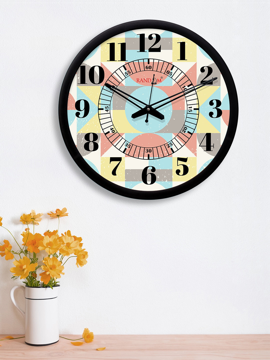 RANDOM Multicoloured Round Printed 30.4 cm Analogue Wall Clock