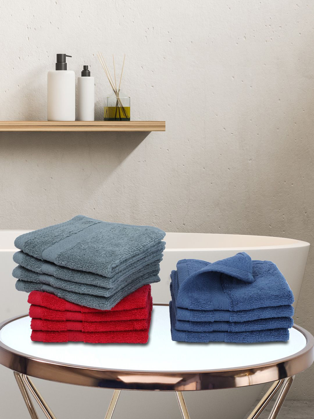 BIANCA Pack of 12 Multicoloured Zero-Twist Pure Cotton Ultra-Fluffy Face  Towels