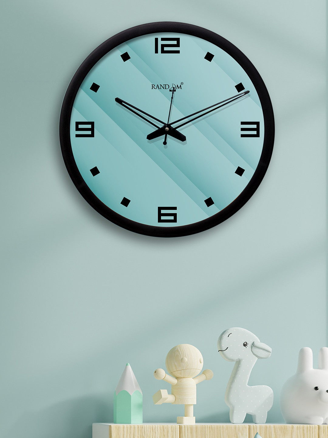 RANDOM Teal Blue Round Printed 30.4 cm Analogue Wall Clock