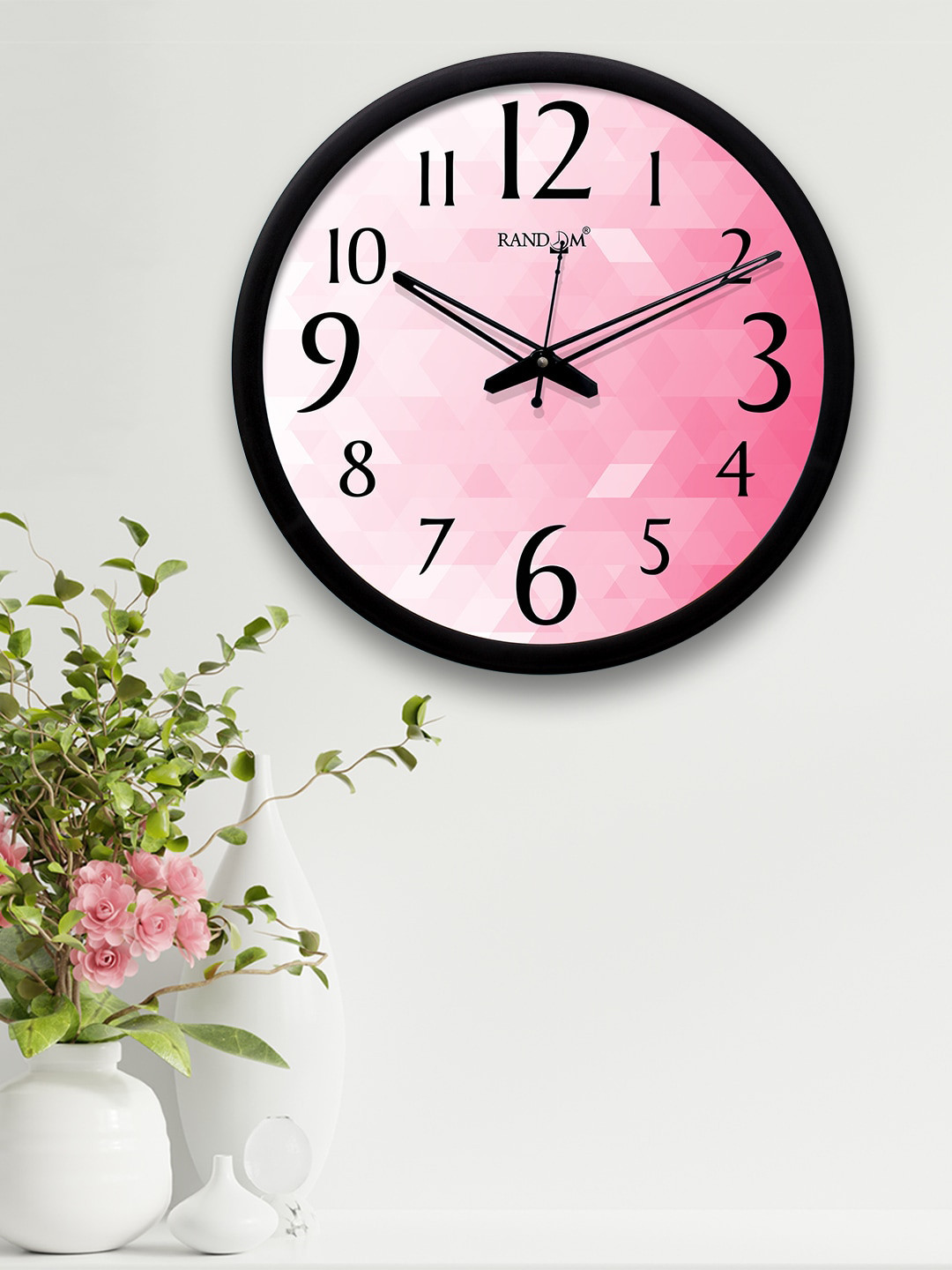 RANDOM Pink & White Round Printed 30.4 cm Analogue Wall Clock