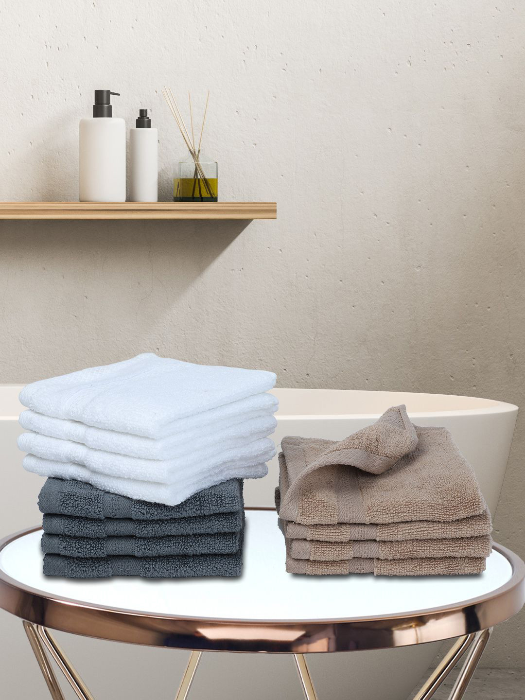 BIANCA Unisex Solid Pack Of 12 100% Cotton Face Towel