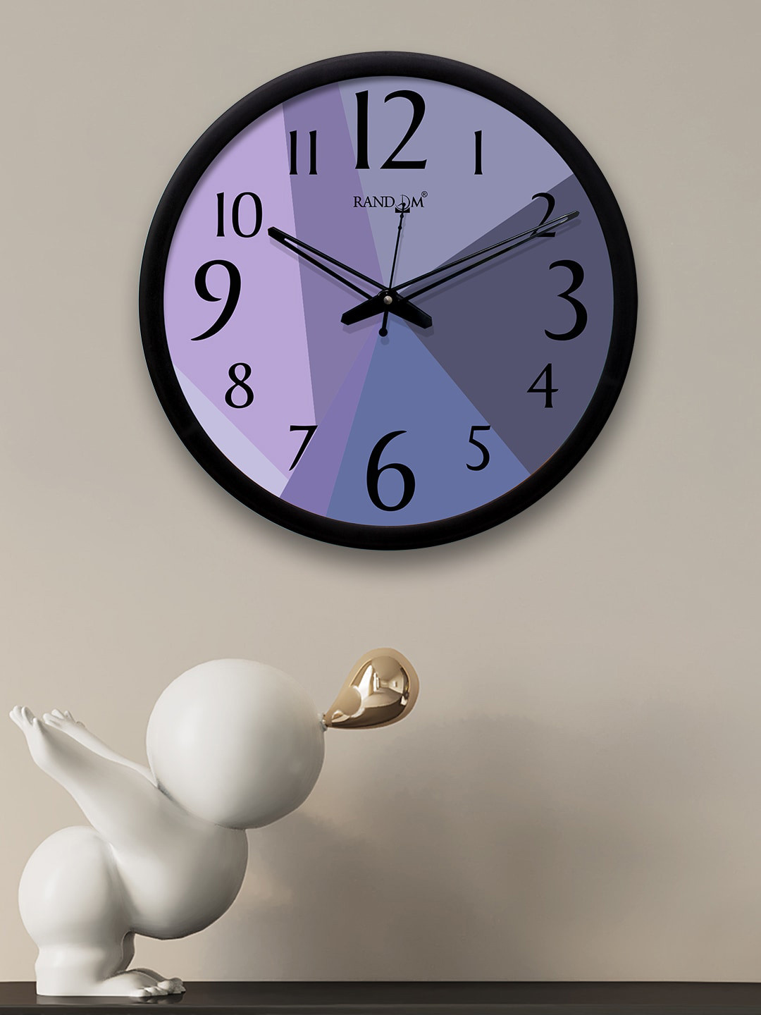 RANDOM Grey Melange & Purple Round Colourblocked 30.4 cm Analogue Wall Clock