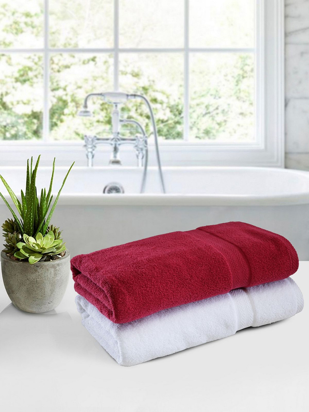 BIANCA Multicoloured Solid Zero-Twist Pure Cotton Ultra-Fluffy Towels -2pc Bath Towel