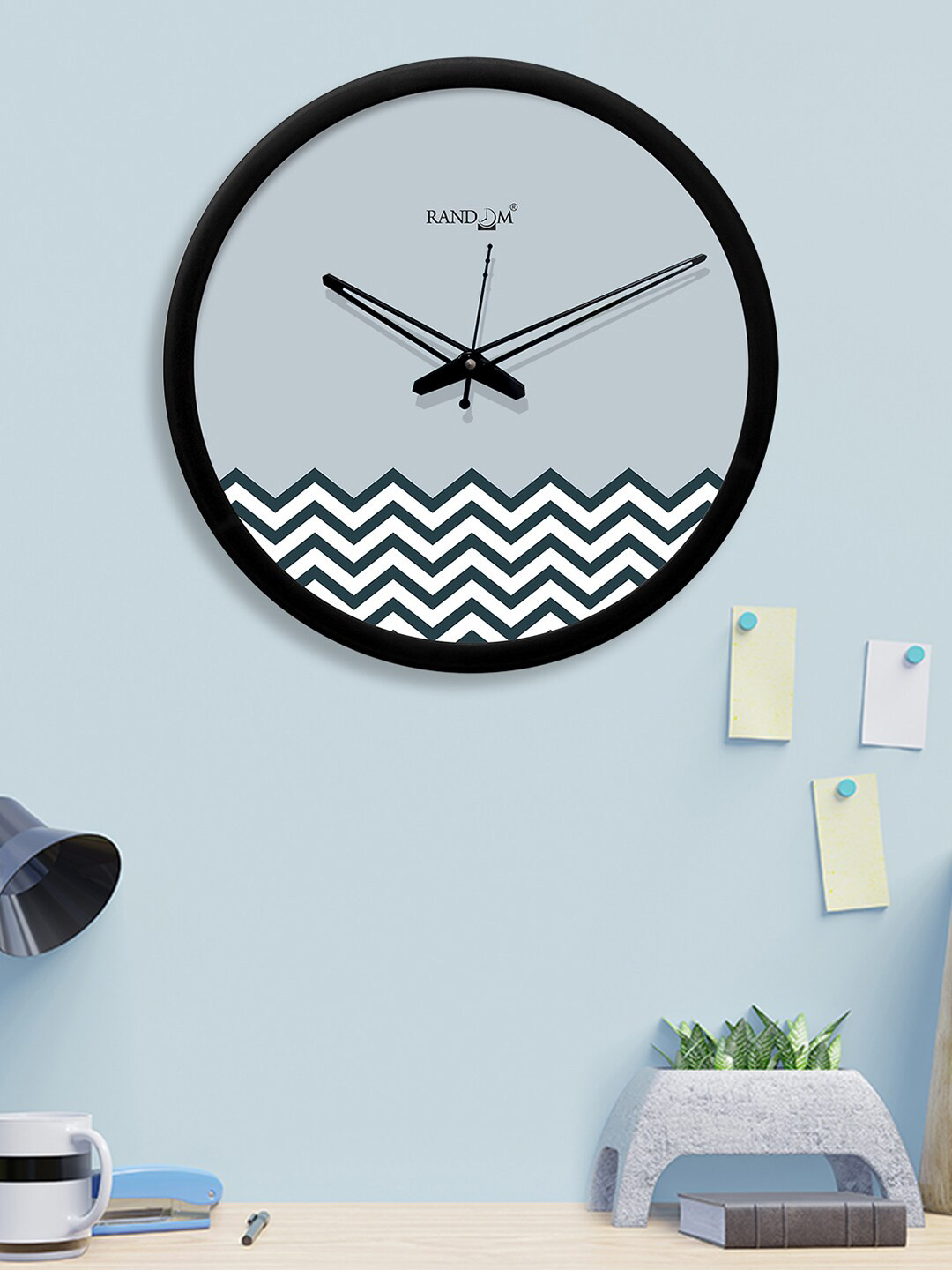 RANDOM Blue & White Round Printed 30.4 cm Analogue Wall Clock