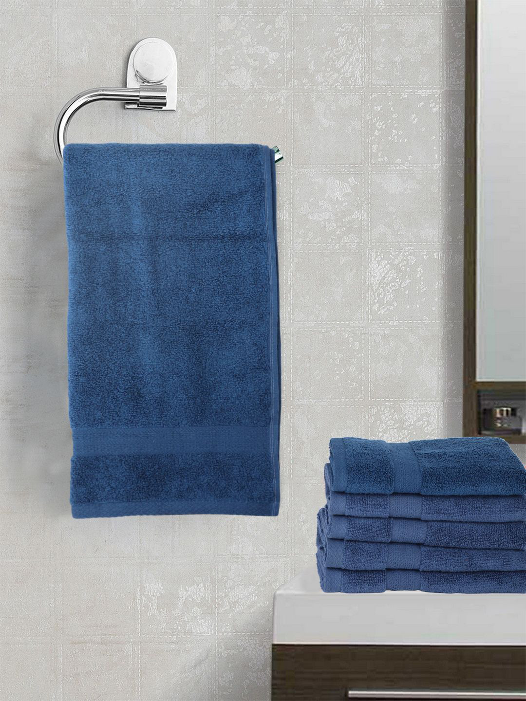 BIANCA Navy Blue Set of 6 Zero-Twist Cotton 500 GSM Ultra-Fluffy Towels