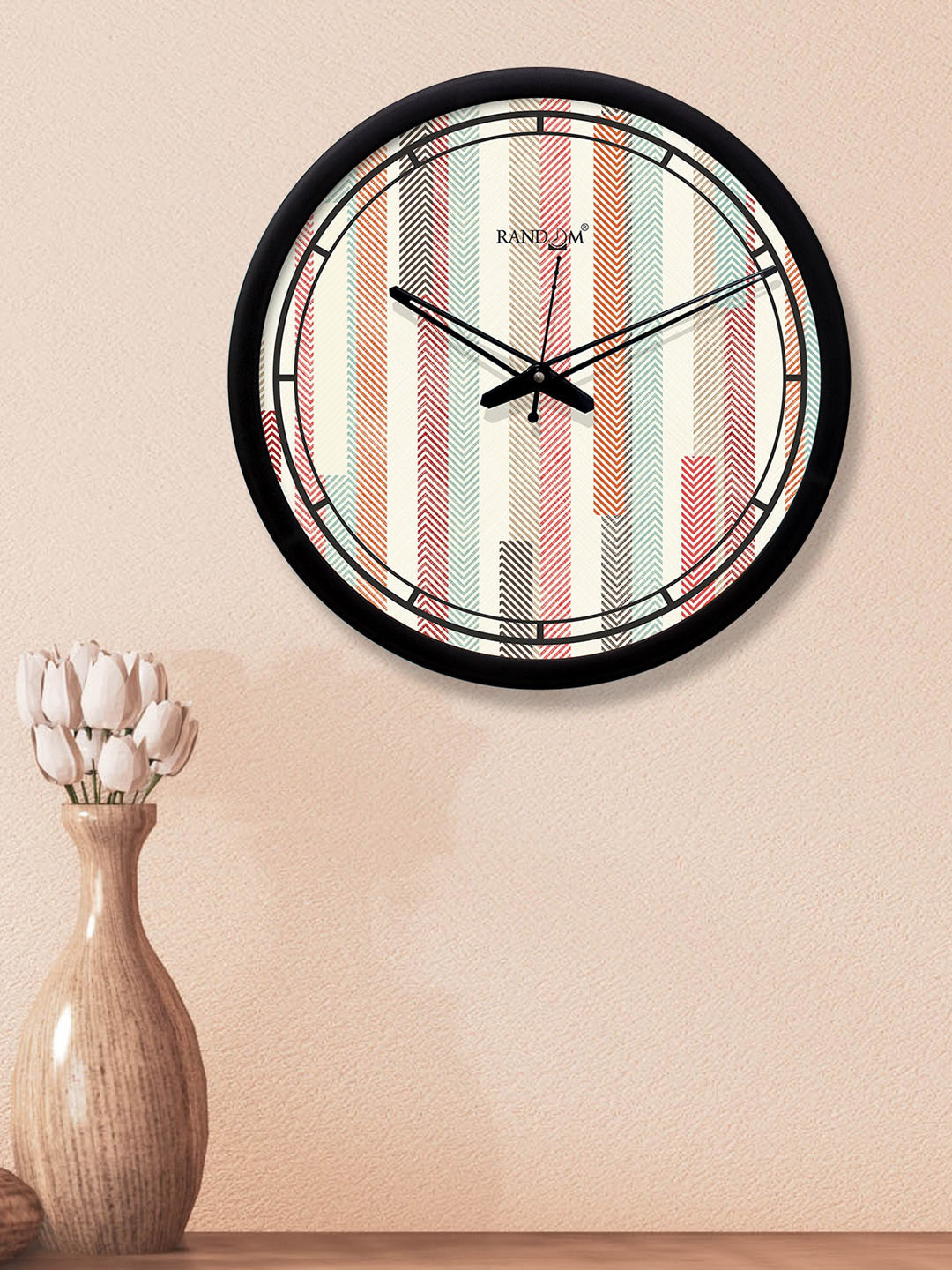 RANDOM Multicoloured Round Printed 30.4 cm Analogue Wall Clock