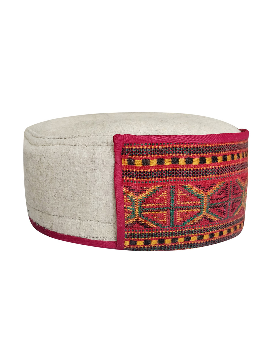 Vastraa Fusion Unisex Red & Yellow Embroidered Ascot Cap