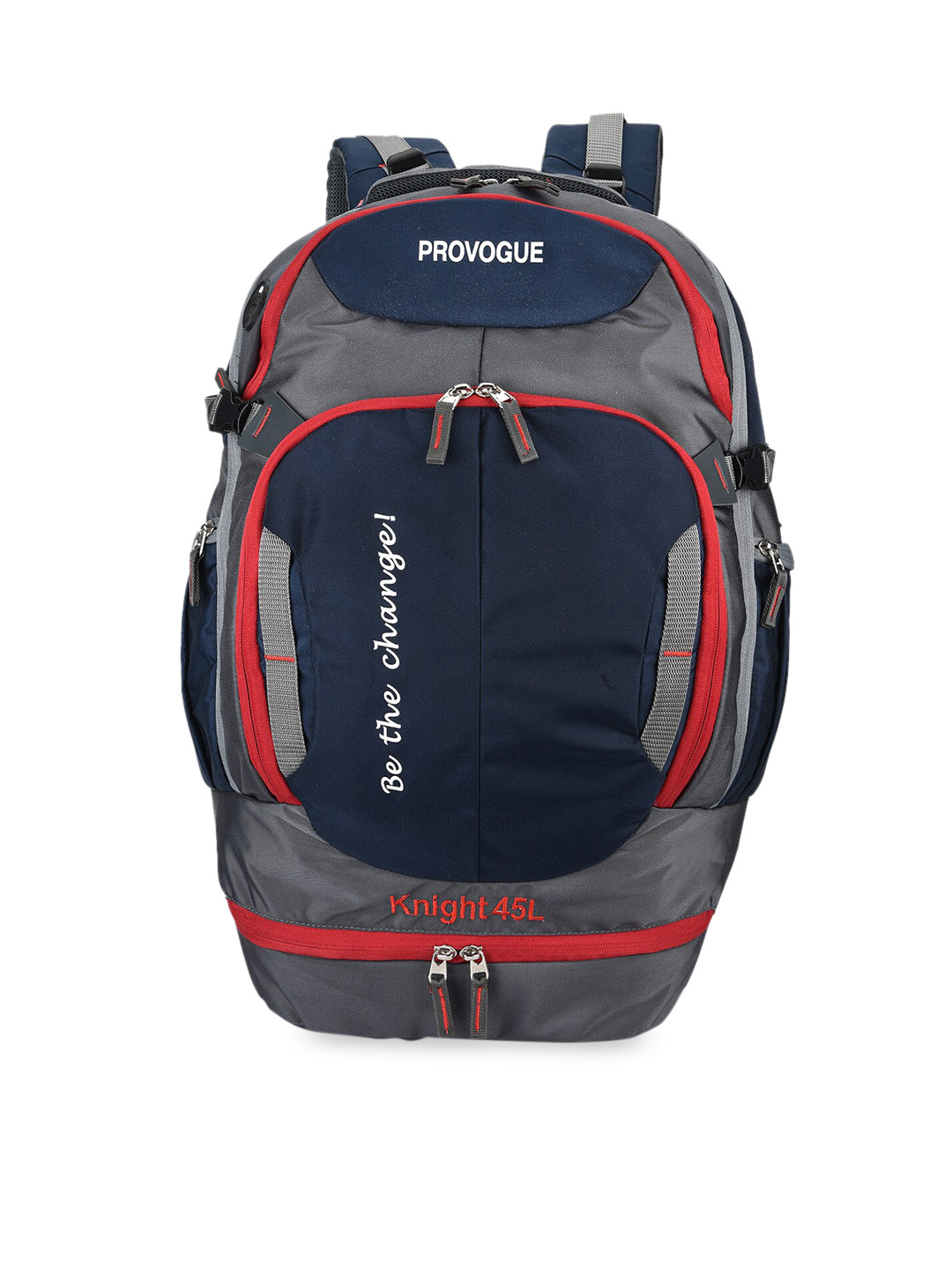 Provogue Unisex Grey & Navy Blue Brand Logo Backpack 35 L