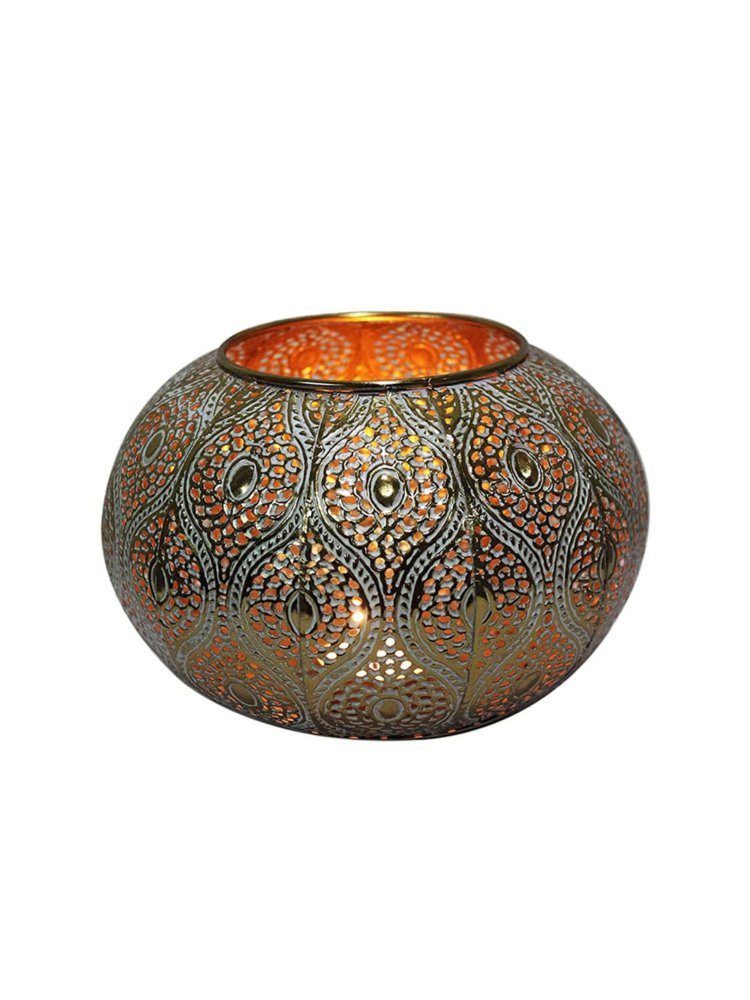 INCRIZMA Silver-Toned & Gold-Toned Self-Designed Lantern Candle Holder
