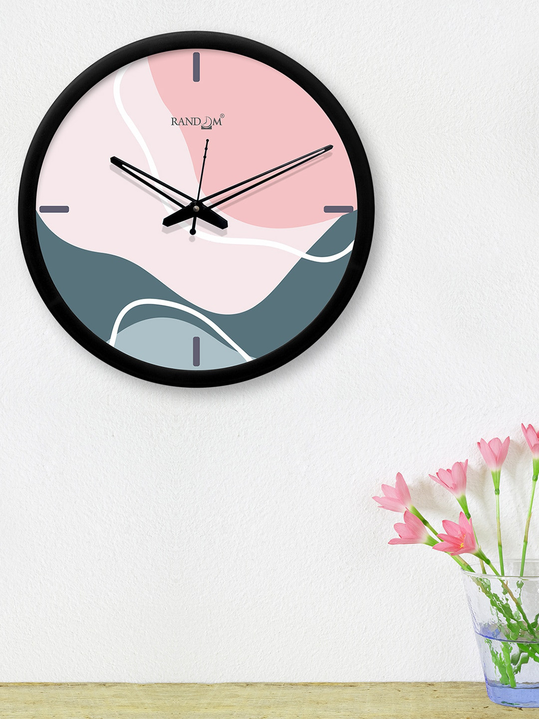 RANDOM Pink & Green Round Printed 30.4 cm Analogue Wall Clock