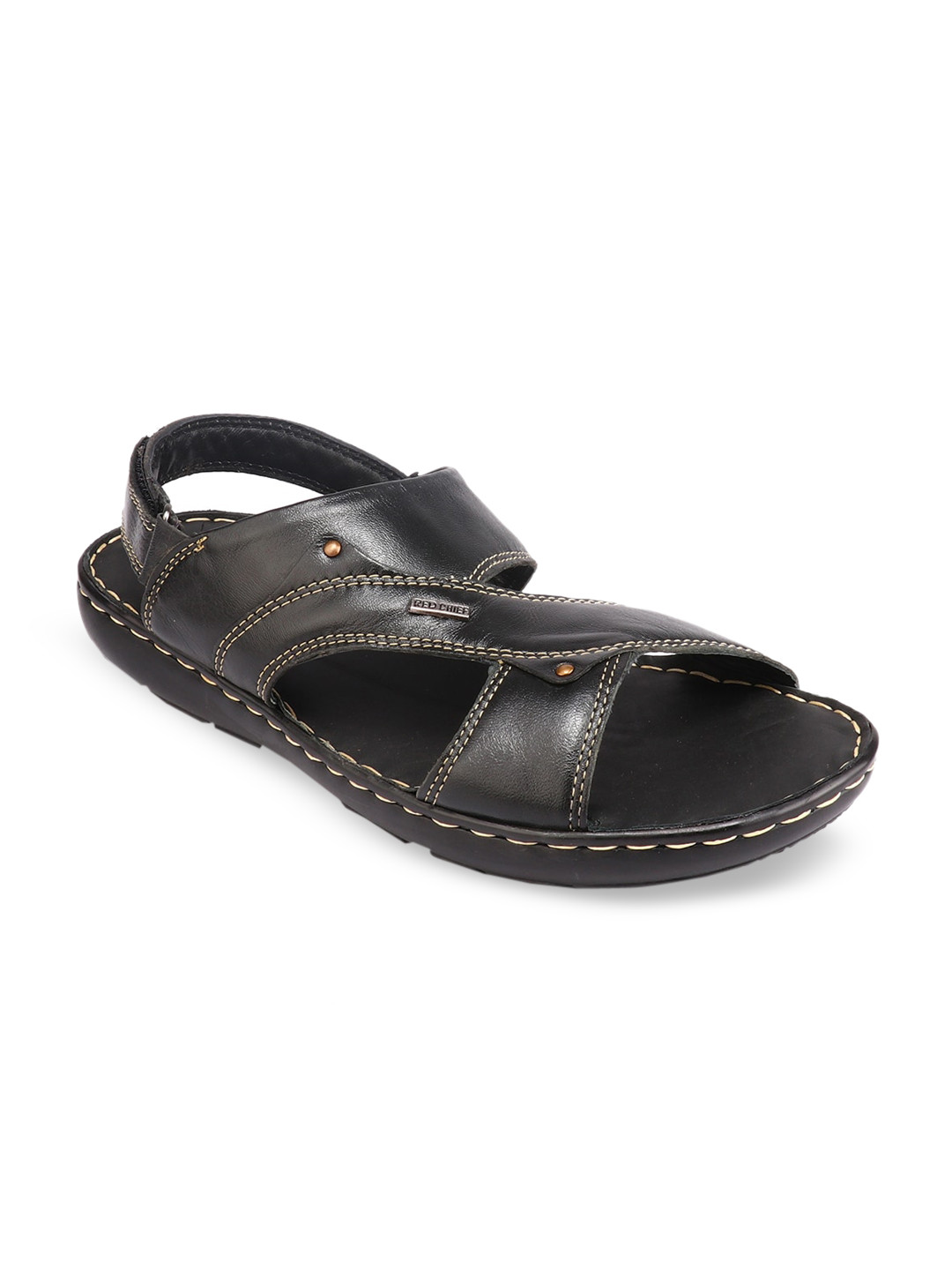 Red Chief Men Black Solid Comfort Sandals