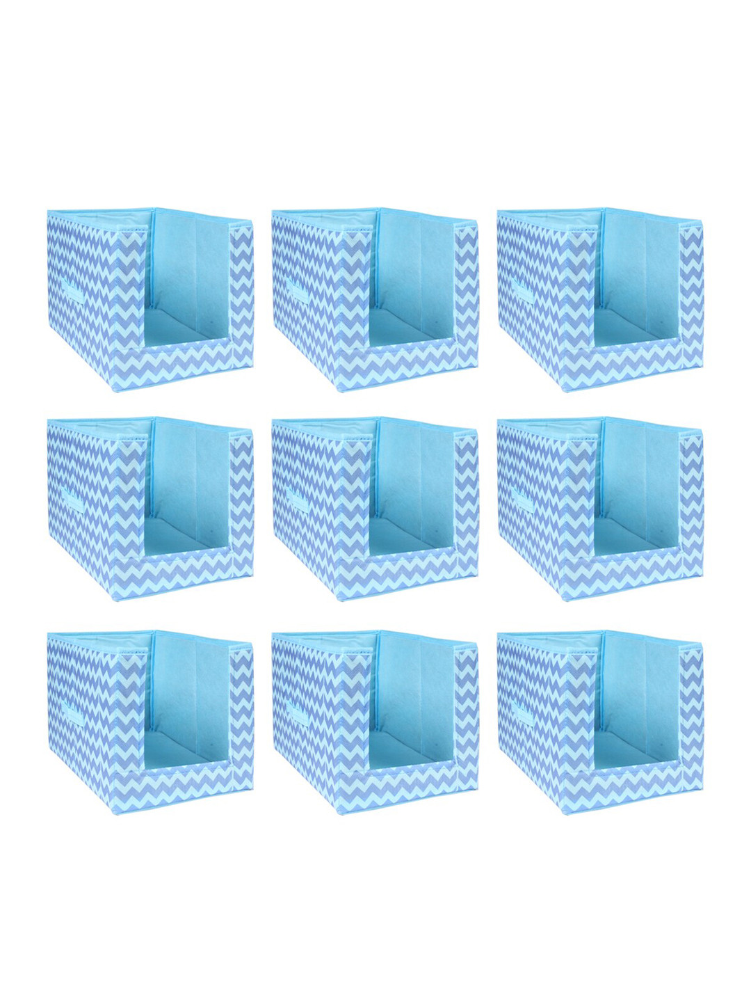 prettykrafts Set Of 9 Blue Chevron Printed Shirt Stacker Closet Organizers