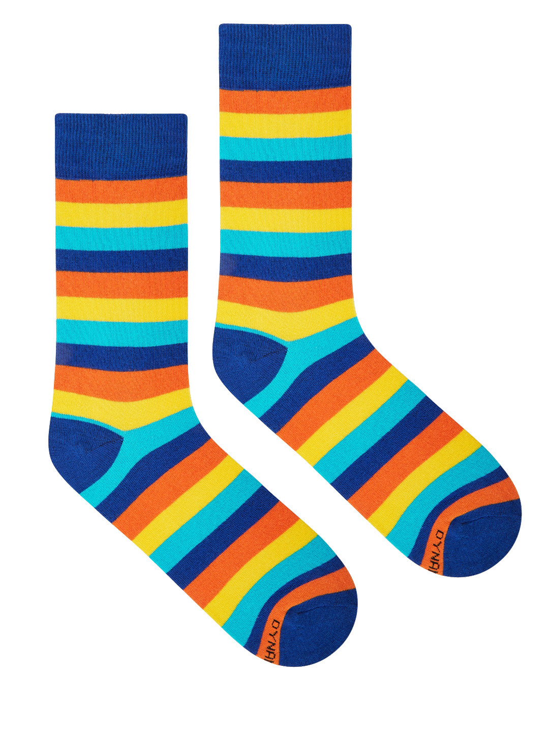 Dynamocks Unisex Blue & Yellow Striped Calf-Length Socks
